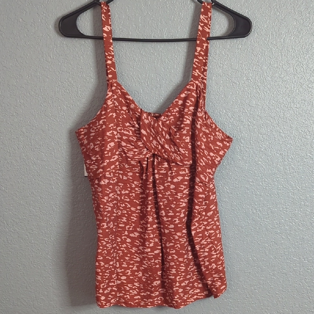 Simply Vera Vera Wang Red V-Neck Tie Front Tank Top